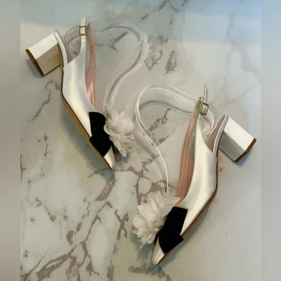 Kate Spade Mettie Satin Sling Back heels size 5 (EUC) - Picture 6 of 16